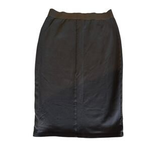 EUC Peruvian Connection Black Knit Pencil Skirt Size L Minimalist Quiet Luxury